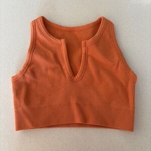 Heathyoga Orange Thick Ribbed Athletic Crop Top
